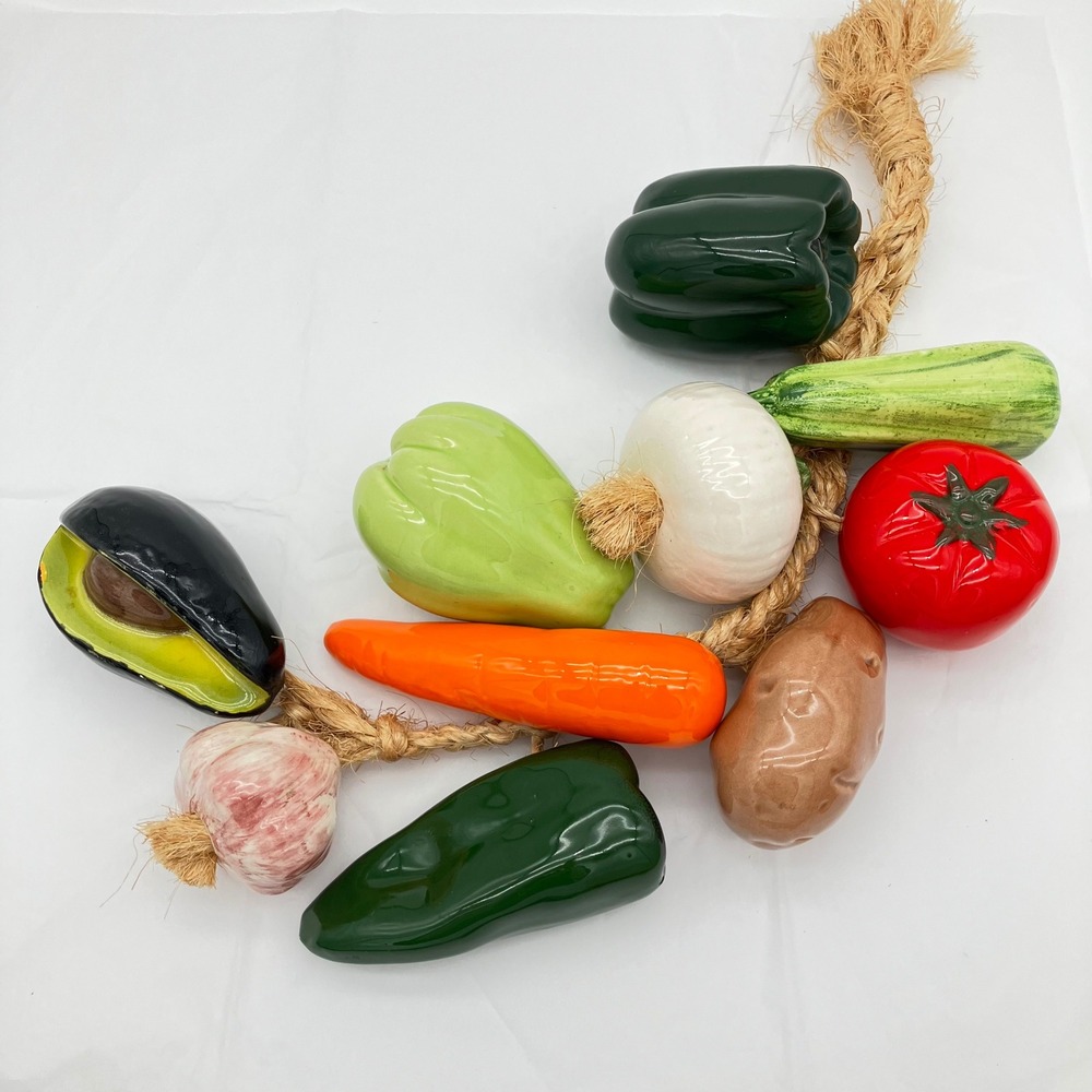 Ristra Veggies on A Rope Ceramic Vegetables Country Cottage Core Kitchen Decor